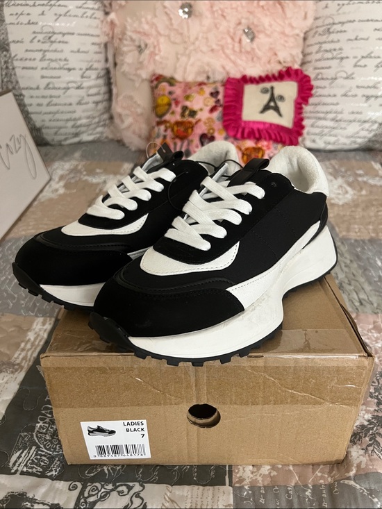 No Boundaries Shoes - No Boundaries Black and White Platform Sneakers